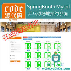 【猿来入此】优秀学员作品：SpringBoot+Mysql乒乓球馆场地在线预约系统源码+讲解教程+开发文档（参考论文）